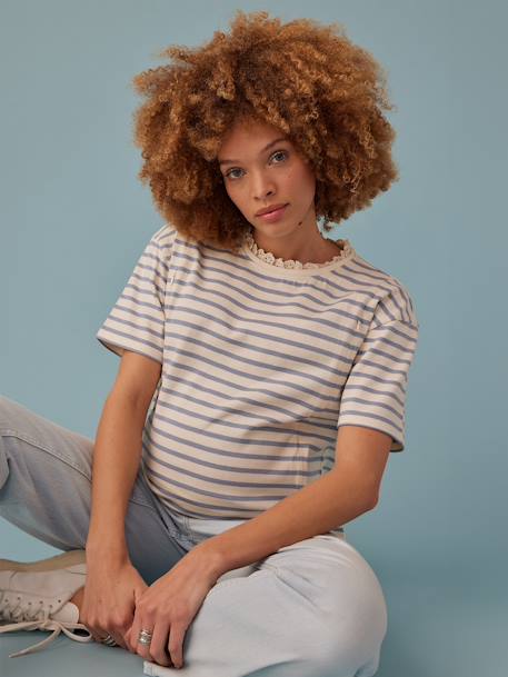 Tee-shirt grossesse style marinière bleu ciel 6 - vertbaudet enfant 
