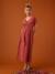 Robe longue grossesse effet cache-coeur en gaze de coton ENVIE DE FRAISE terracotta 5 - vertbaudet enfant 