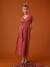 Robe longue grossesse effet cache-coeur en gaze de coton argile+beige+marine+terracotta 24 - vertbaudet enfant 