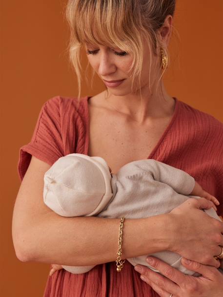 Robe longue grossesse effet cache-coeur en gaze de coton argile+beige+marine+terracotta 21 - vertbaudet enfant 