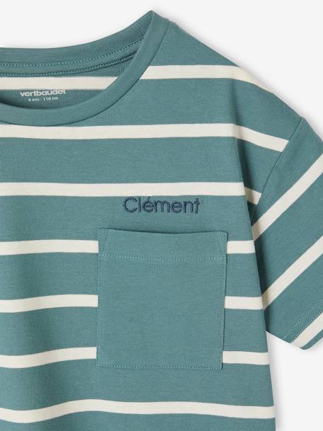 Tee-shirt garçon rayé personnalisable vert d'eau 4 - vertbaudet enfant 