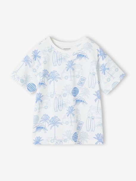 Tee-shirt motifs graphiques vacances garçon blanc imprimé+bleu ardoise+vert imprimé 2 - vertbaudet enfant 