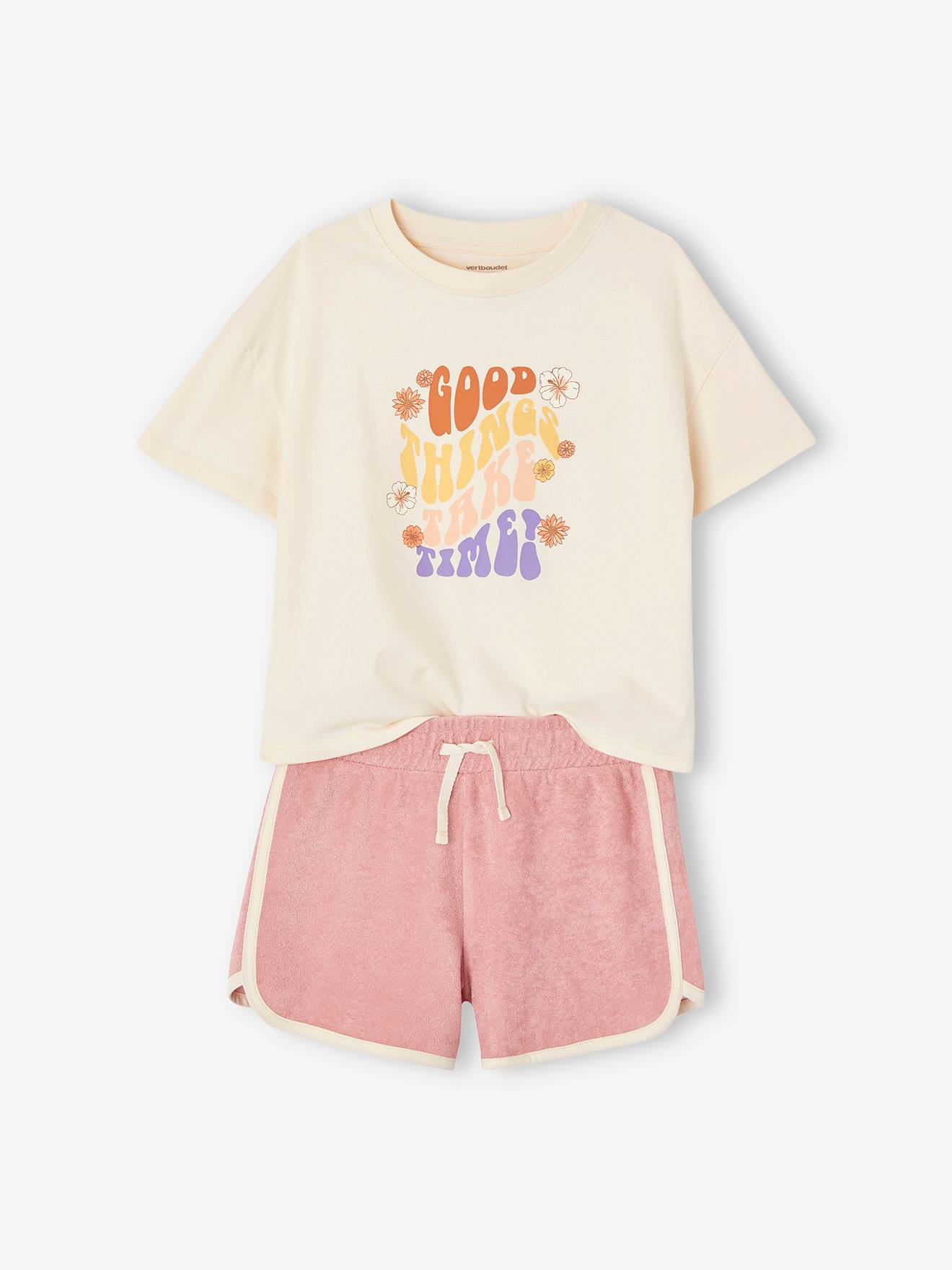 Ensemble Fille Noël - Jupon En Tulle Et T-shirt à Volants Rose Poudré, Taille 12 Ans, Matière Coton/Polyester