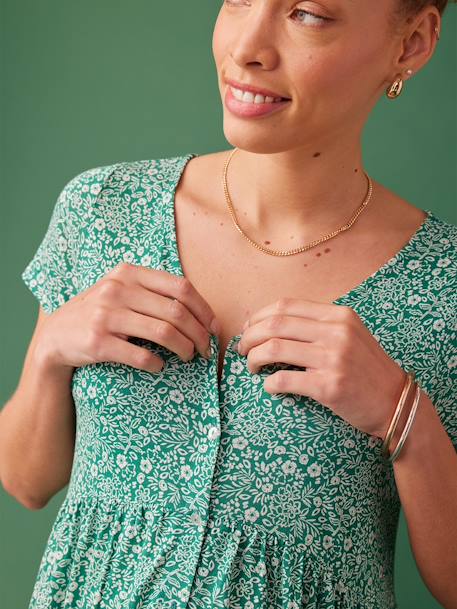 Robe longue grossesse fluide boutonnée vert 3 - vertbaudet enfant 
