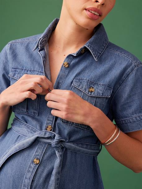 Robe grossesse esprit saharienne en denim stone 2 - vertbaudet enfant 