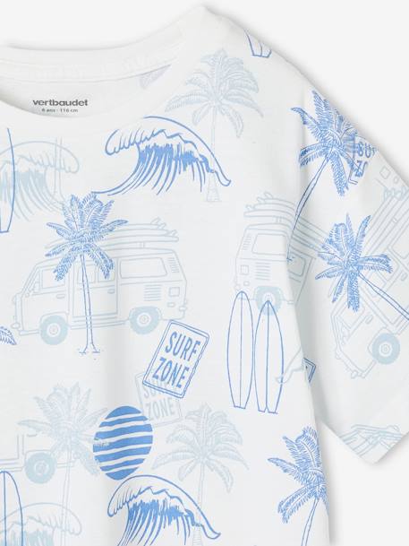 Tee-shirt motifs graphiques vacances garçon blanc imprimé+bleu ardoise+vert imprimé 4 - vertbaudet enfant 
