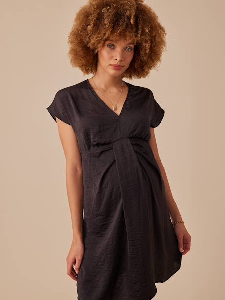 Robe grossesse satinée effet noué anthracite 3 - vertbaudet enfant 