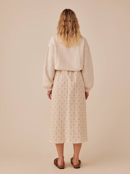 Sweat grossesse bi-matière manches ajourées kaki+sable 7 - vertbaudet enfant 