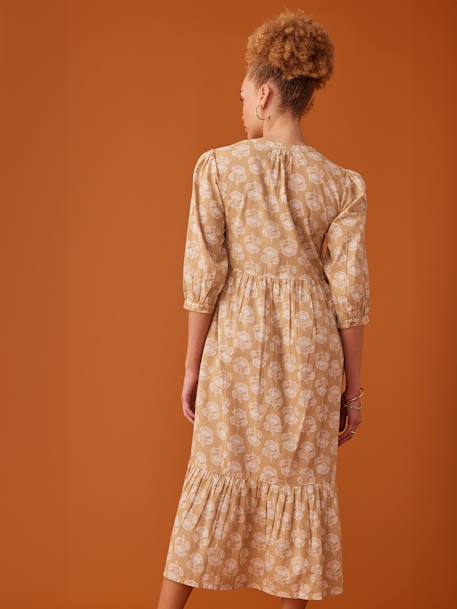 Robe longue boutonnée esprit bohème jaune 4 - vertbaudet enfant 