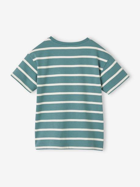 Tee-shirt garçon rayé personnalisable vert d'eau 3 - vertbaudet enfant 