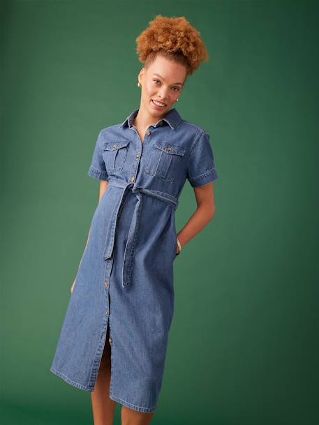 Robe grossesse esprit saharienne en denim ENVIE DE FRAISE stone 5 - vertbaudet enfant 