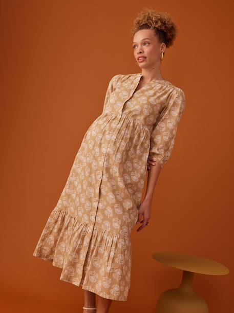 Robe longue boutonnée esprit bohème jaune 6 - vertbaudet enfant 
