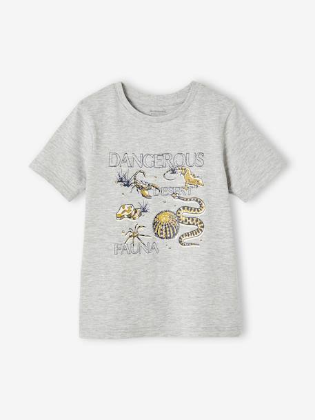 Tee-shirt Basics motifs animaliers garçon gris chiné 2 - vertbaudet enfant 