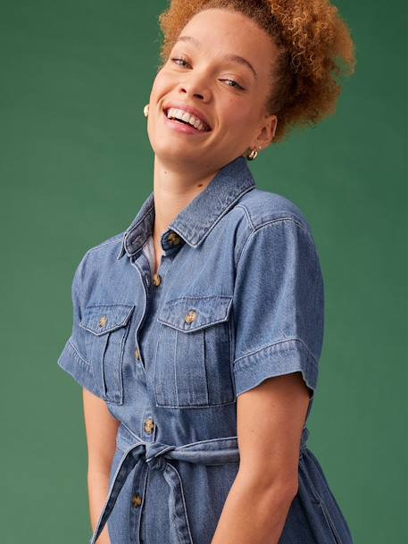 Robe grossesse esprit saharienne en denim stone 4 - vertbaudet enfant 