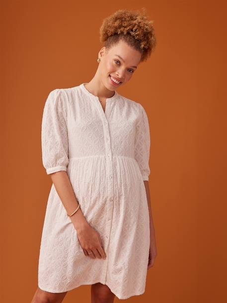 Robe grossesse boutonnée en broderie anglaise écru 6 - vertbaudet enfant 