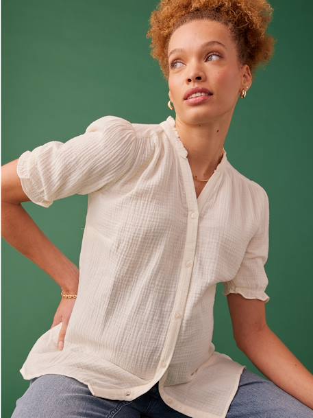 Blouse grossesse en gaze de coton écru 1 - vertbaudet enfant 