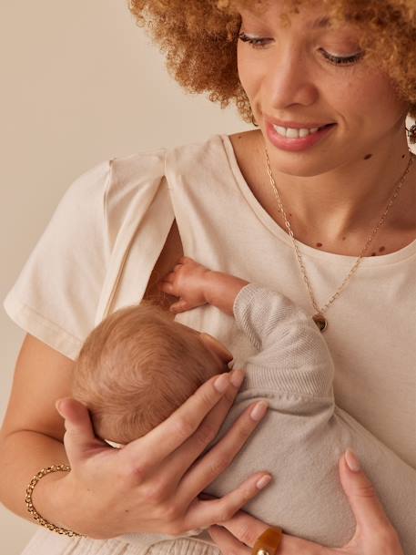 Tee-shirt grossesse bi- matière sable 4 - vertbaudet enfant 