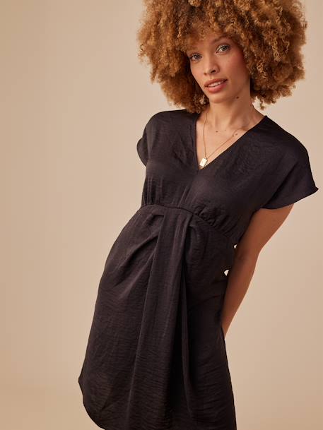 Robe grossesse satinée effet noué anthracite 2 - vertbaudet enfant 