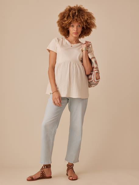 Tee-shirt grossesse bi- matière sable 1 - vertbaudet enfant 