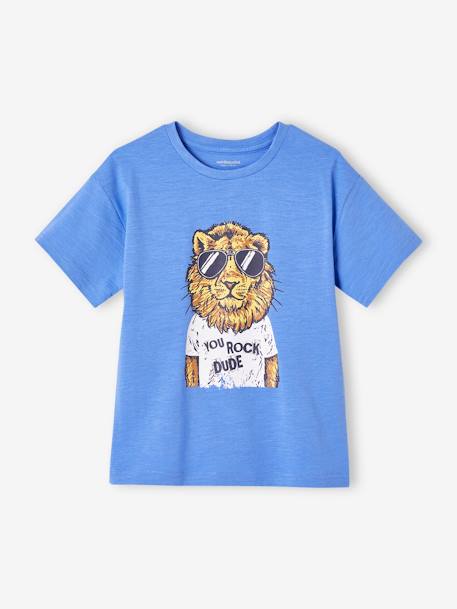 Tee-shirt motif animal ludique garçon blanc+bleu azur+turquoise 7 - vertbaudet enfant 