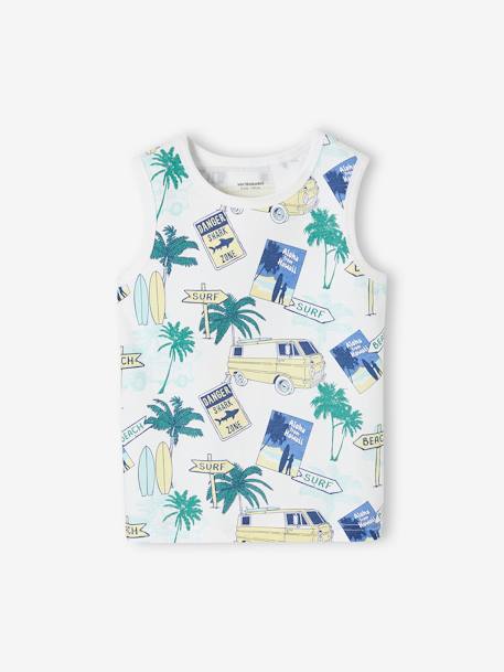 Débardeur motifs surf garçon blanc imprimé+vert 2 - vertbaudet enfant 