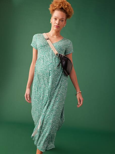 Robe longue grossesse fluide boutonnée vert 4 - vertbaudet enfant 