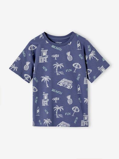 Tee-shirt motifs graphiques vacances garçon blanc imprimé+bleu ardoise+vert imprimé 5 - vertbaudet enfant 