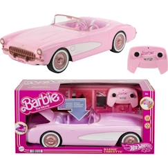 Jouet-Jeux d'imagination-Figurines, mini mondes, héros et animaux-HOT WHEELS Barbie Le Film - Voiture Corvette Radiocommandée à piles HPW40
