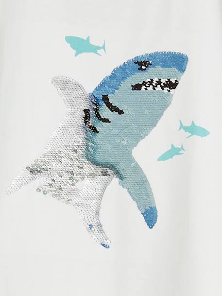 Tee-shirt garçon motif à sequins réversibles blanc+bleu nuit+bleu océan+écru+vert d'eau 4 - vertbaudet enfant 