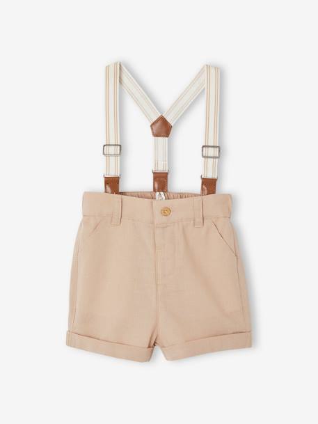 Ensemble cérémonie bébé : chemise + short + bretelles taupe 3 - vertbaudet enfant 