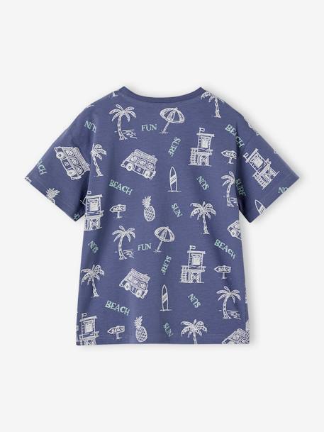 Tee-shirt motifs graphiques vacances garçon blanc imprimé+bleu ardoise+vert imprimé 6 - vertbaudet enfant 