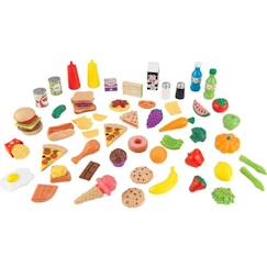 Jouet-KidKraft - 65 Pièces Ensemble de Jouets de Cuisine pour Enfants, Accessoire pour Dinette en plastique, Fruits légumes factices