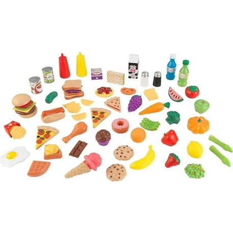 KidKraft - 65 Pièces Ensemble de Jouets de Cuisine pour Enfants, Accessoire pour Dinette en plastique, Fruits légumes factices JAUNE 1 - vertbaudet enfant 