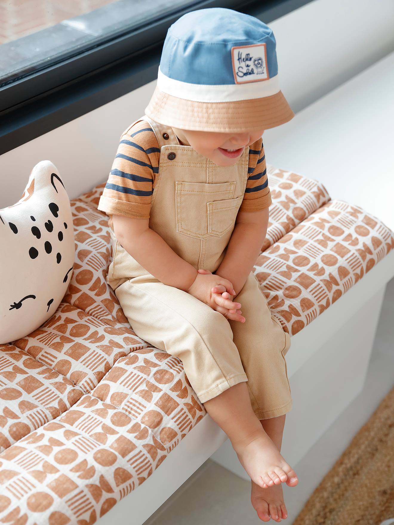 Chapeau Bébé Garçon Next Rayé Bleu Pâle - Taille 6-9 Mois, 100% Coton, Neuf Sans étiquettes
