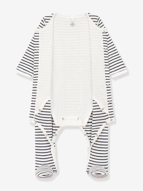 Bodypyjama à rayures en coton bébé PETIT BATEAU marine 3 - vertbaudet enfant 
