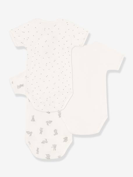 Lot de 3 bodies croisés manches courtes lapins bébé PETIT BATEAU blanc 2 - vertbaudet enfant 