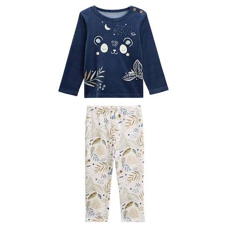 Pyjama bébé 2 pièces en velours Tropic Moon BLEU 1 - vertbaudet enfant 