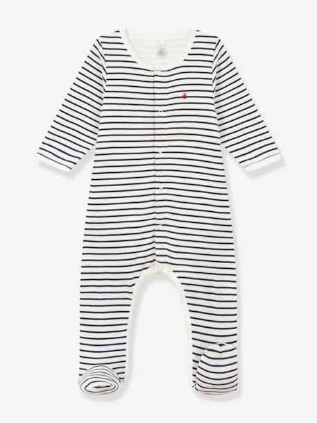 Bodypyjama à rayures en coton bébé PETIT BATEAU marine 1 - vertbaudet enfant 