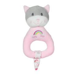 Jouet-Premier âge-Hochet peluche chat rose - GIPSY - 13 cm - pour bébé dès la naissance