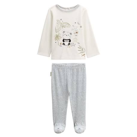 Pyjama bébé 2 pièces en velours Tropic Moon BLANC 1 - vertbaudet enfant 