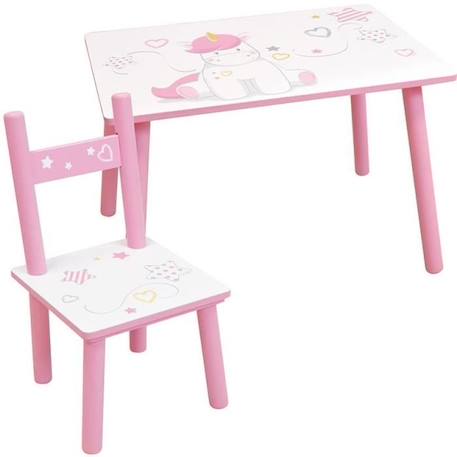 FUN HOUSE - Table licorne h 41,5 cm x l 61 cm x p 42 cm avec une chaise h 49,5 cm x l 31 cm x p 31,5 cm pour enfant ROSE 1 - vertbaudet enfant 