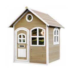 -Maisonnette en bois FSC pour enfant - AXI - Julia - Marron & blanc - 151 x 137 x 175 cm