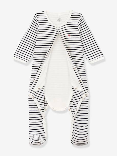 Bodypyjama à rayures en coton bébé PETIT BATEAU marine 2 - vertbaudet enfant 