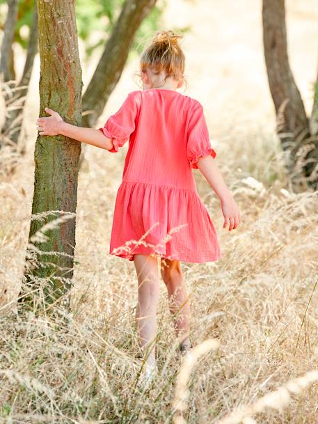 Robe boutonnée en gaze de coton rouge 8 - vertbaudet enfant 