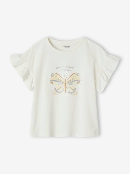 T-shirt Fille à Sequins VERTBAUDET - Manches Longues, Pur Coton, Motifs Pailletés (plusieurs Coloris)
