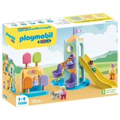 Jouet-Jeux d'imagination-PLAYMOBIL 1.2.3 - 71326 - Aire de jeux avec toboggan géant pour les tout-petits 18-36 mois