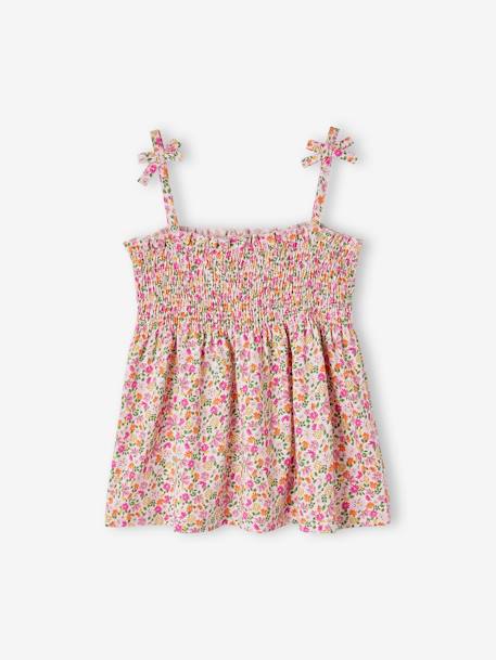 Débardeur à smocks imprimé fille rose nude+rose pâle+rouge+vert 4 - vertbaudet enfant 