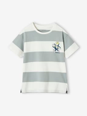 Tee-shirt rayé à manches longues et col roulé garçon vert