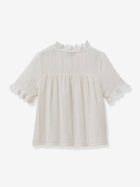 Chemise fille en gaze coton bio CYRILLUS écru+rose 1 - vertbaudet enfant 