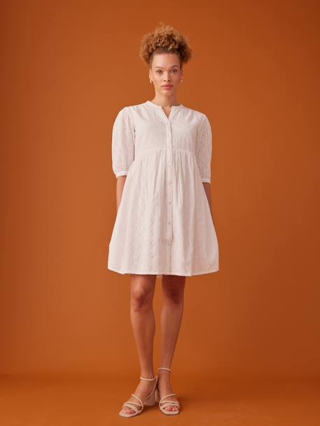 Robe grossesse boutonnée en broderie anglaise écru 2 - vertbaudet enfant 
